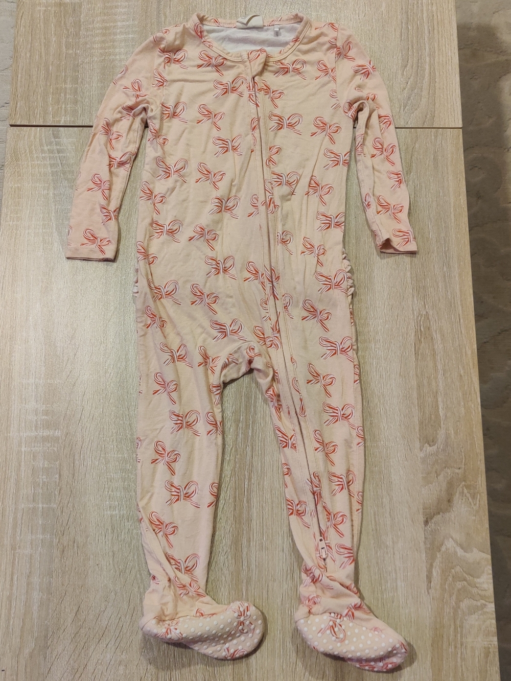 Pink Bow-Print Footed One-Piece Size 12-18mo